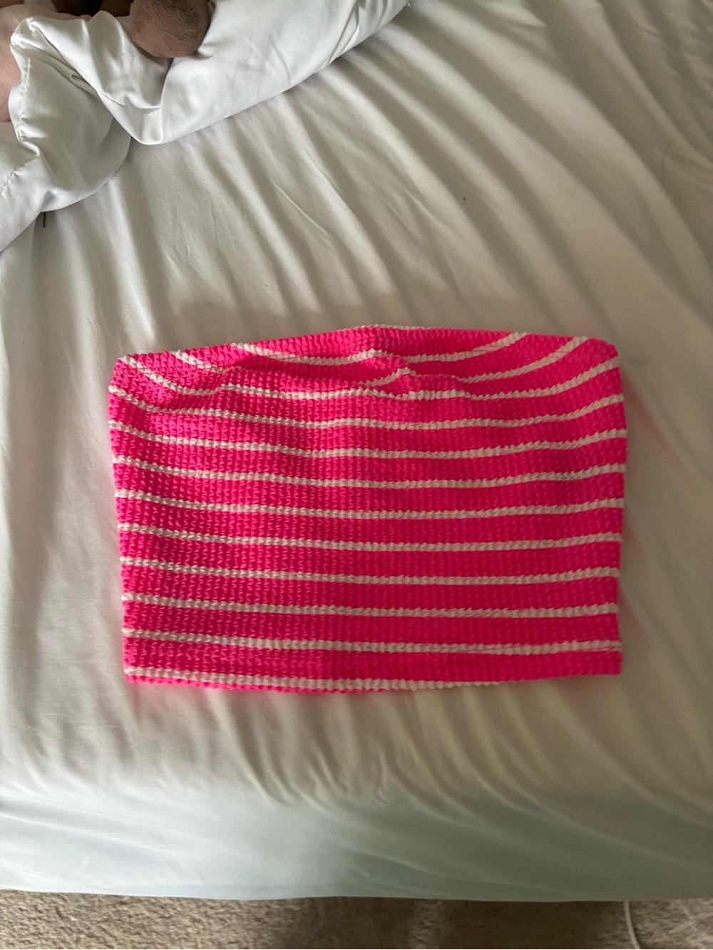 SHEIN Hot Pink & White Striped Tube Top